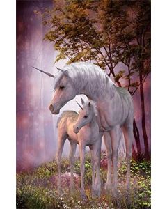 Leowefowa 3X5FT White Unicorn Backdrop Fairytale Magic Forest Trees Grass Field Bokeh Enchanted Vinyl Photography Background Sweet Baby Shower Boys Princess 1st Birthday Party Photo Studio Props
