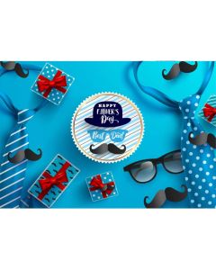 Leowefowa 7x5ft Vinyl Backdrop Happy Father's Day Backdrops Best Dad Party Blue Photography Backgrouds Gentleman Hat Moustache Glasses Gift Box Decorations Father Birthday Photobooth Props
