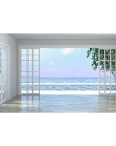 Leowefowa Vinyl 10x8ft Seaview House Backdrop Summer Holiday Beach Hotel Elegant Room Seascape Backgroud for Photography Seaside Resort Relaxtion Hawaii Tourism Coastal Vacation Photo Studio Prop