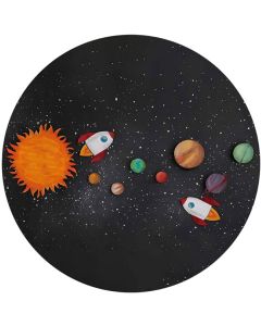 Leowefowa Outer Space Round Backdrop Polyester 2.2x2.2m Universe Planet Galaxy Backdorp For Boy Birthday Rocket Solar System Photography Background Party Decor Baby Kids Adult Photo Shoot Studio Props
