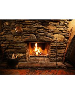 Leowefowa Vinyl 10X8FT Fireplace Backdrop Interior Vintage Rock Stones Brick Wall Firewoods Peeled Stripes Wood Floor Interior Photography Background Kids Adults Photo Studio Props