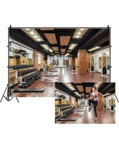 Leowefowa Modern Gym Interior View Vinyl 9x6ft Backdrop Fitness Room Equipment Dumbbell Photography Background Banner for Photoshoot Gym Poster Photo Booth Studio Kids Adults Portrait Shooting Prop