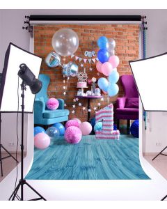 Leowefowa 3X5FT Vinyl Happy Birthday Backdrop Sweet Baby Cake Smash Backdrops for Photography Sofa Balloon Banner Wood Floor Girls Boys 1st Birthday Party Decoration Photo Background Studio Props