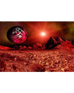 Leowefowa Vinyl 9X7FT Colorful Fantasy Space Landscape Red Planet Sky Mountain Illustration Backdrop Bokeh Starry Night Photography Background Kids Adults Photo Studio Props